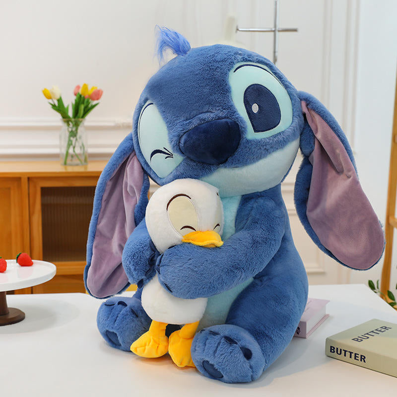 Large Stitch Plush Toy with Duck – 30cm Soft Stuffed Doll Gift for Kids and Fans