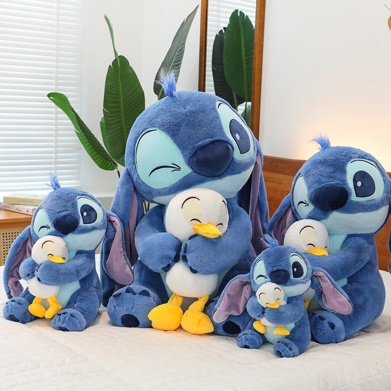 Large Stitch Plush Toy with Duck – 30cm Soft Stuffed Doll Gift for Kids and Fans